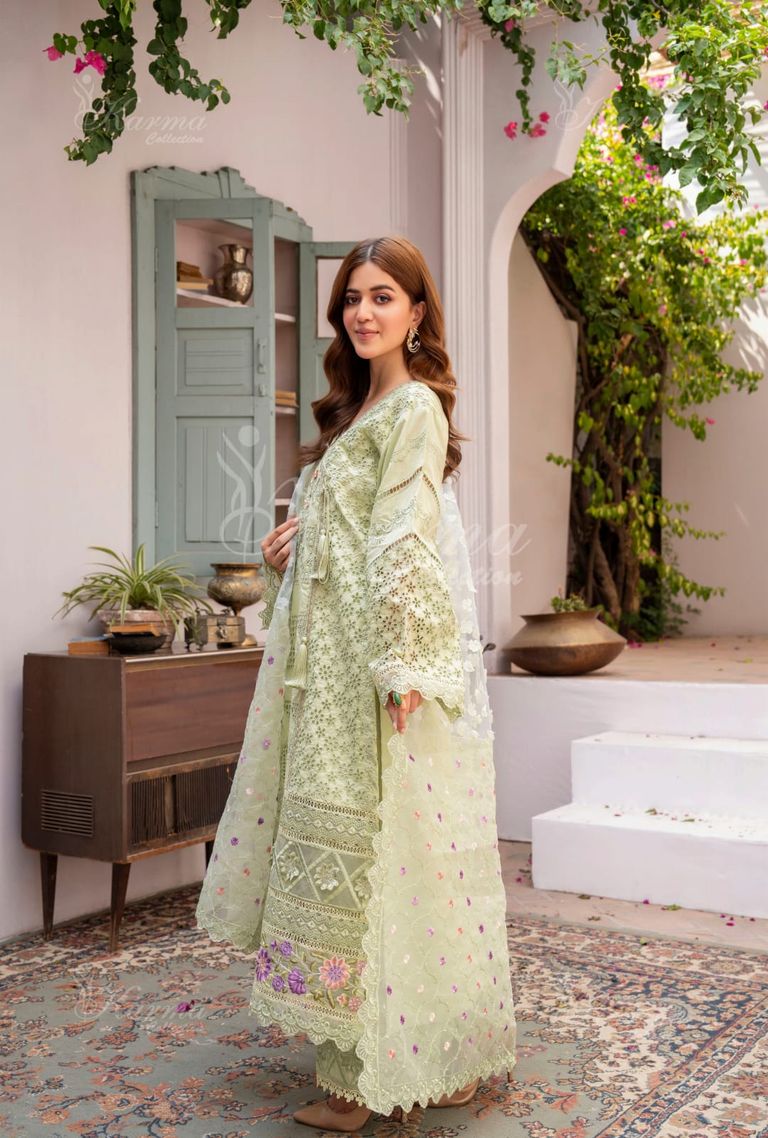 Karma 2024 Collection | 3 PC Stitched Suit | Lime Green