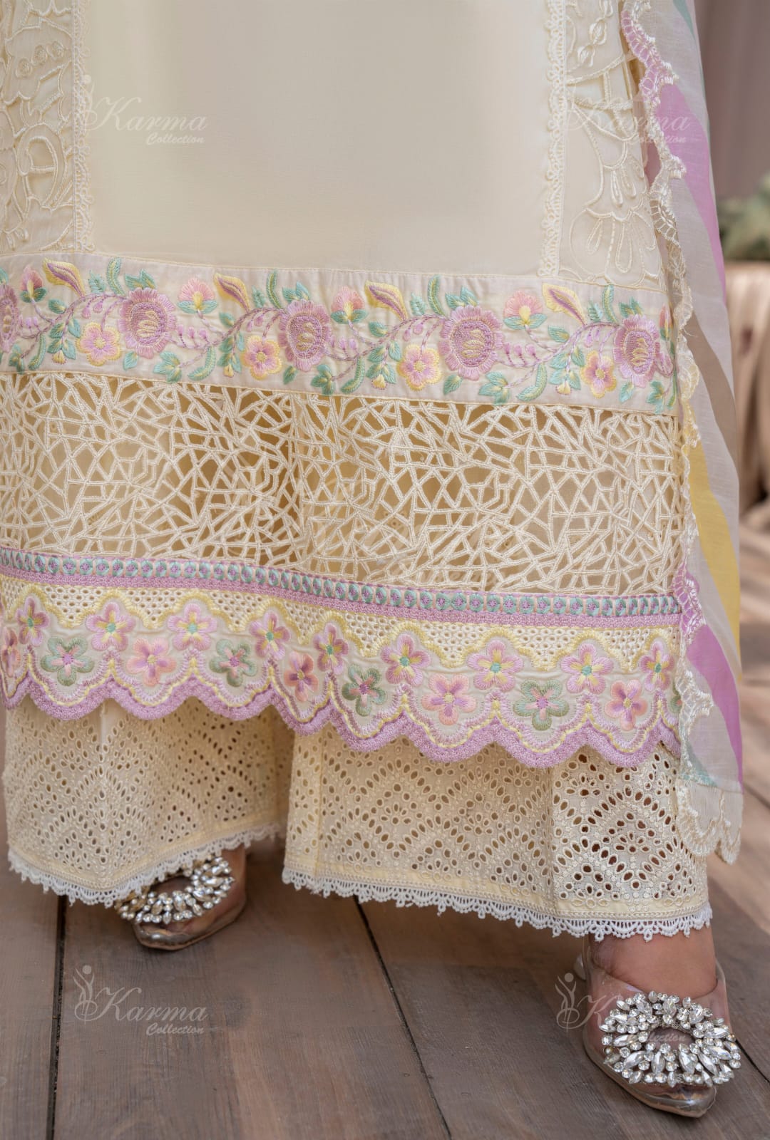 Karma 2024 Collection | 3 PC Stitched Suit | Pale Yellow