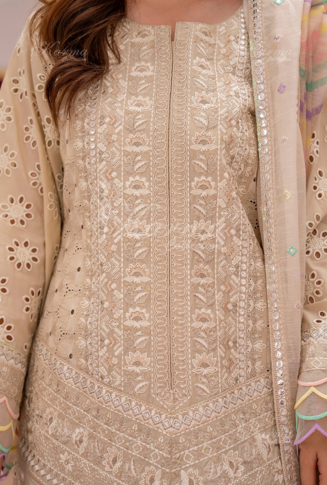 Karma 2024 Collection | 3 PC Stitched Suit | Gold