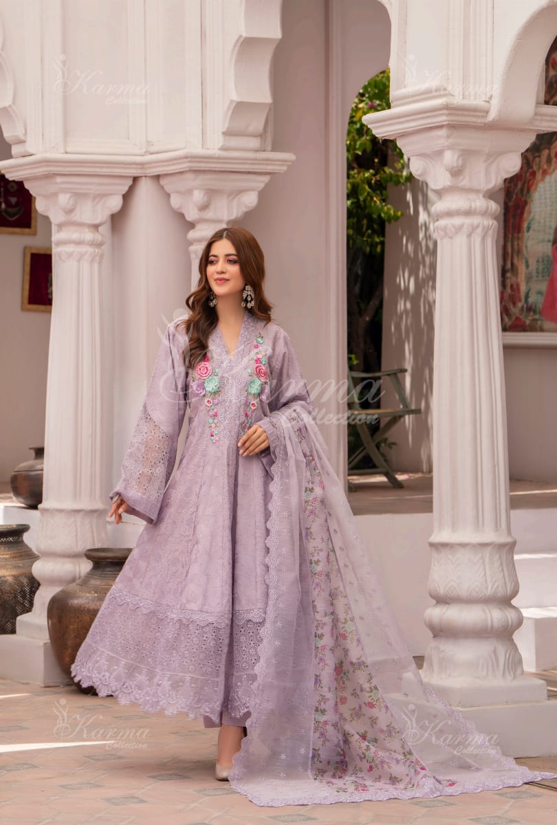 Karma 2024 Collection | 3 PC Stitched Suit | Purple