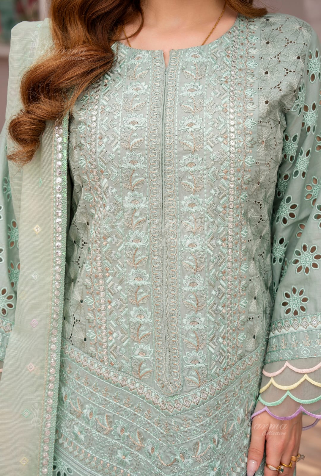 Karma 2024 Collection | 3 PC Stitched Suit | Mint Green