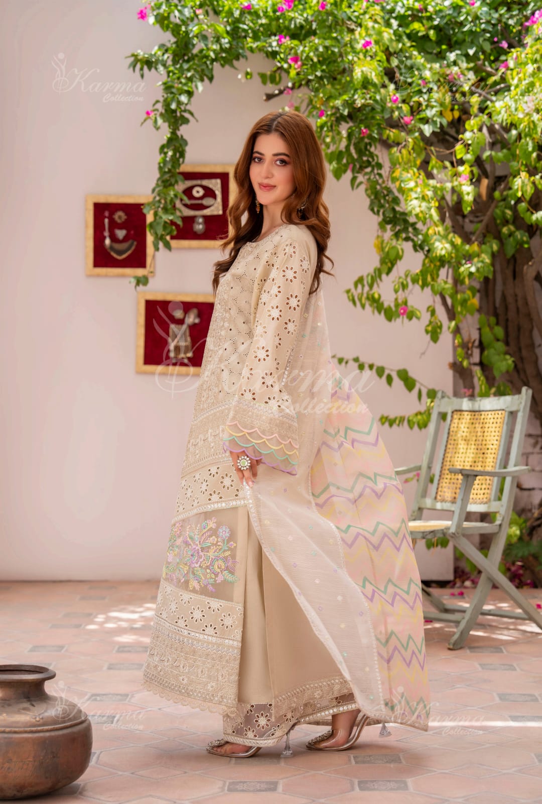 Karma 2024 Collection | 3 PC Stitched Suit | Gold