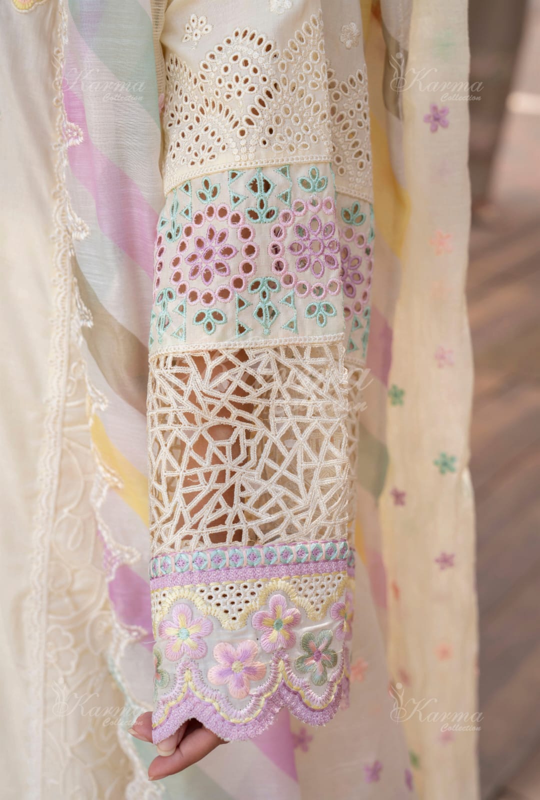 Karma 2024 Collection | 3 PC Stitched Suit | Pale Yellow