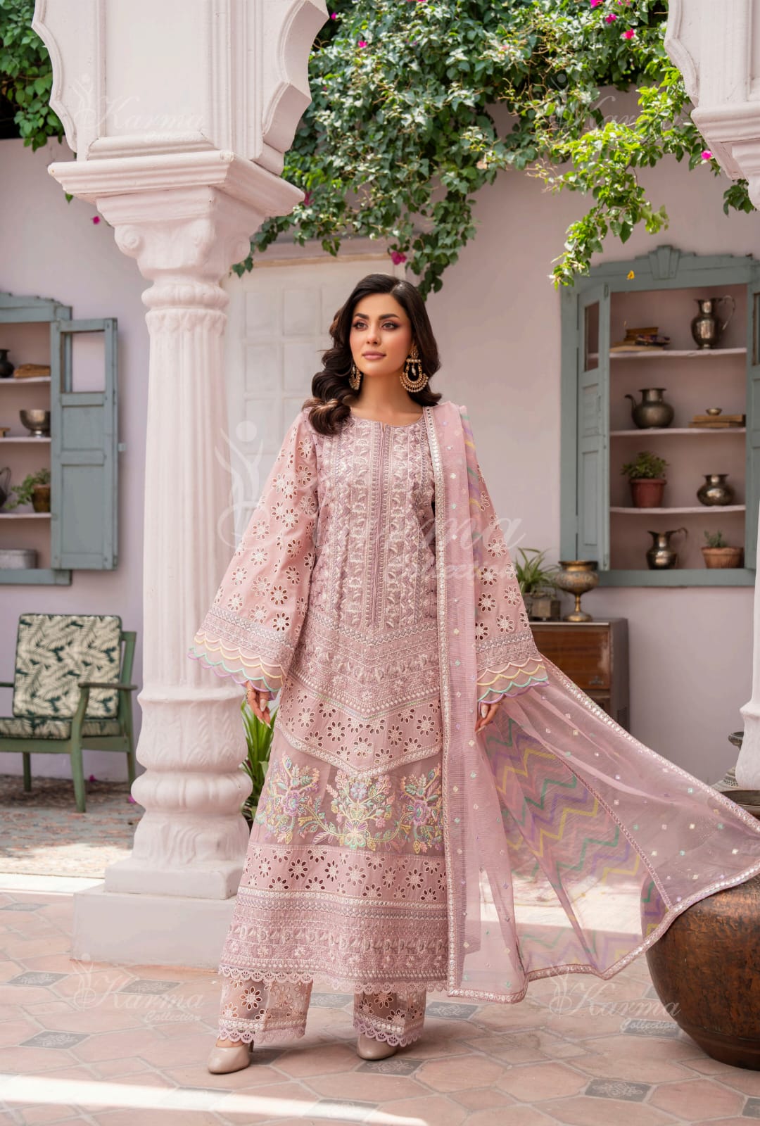 Karma 2024 Collection | 3 PC Stitched Suit | Pink