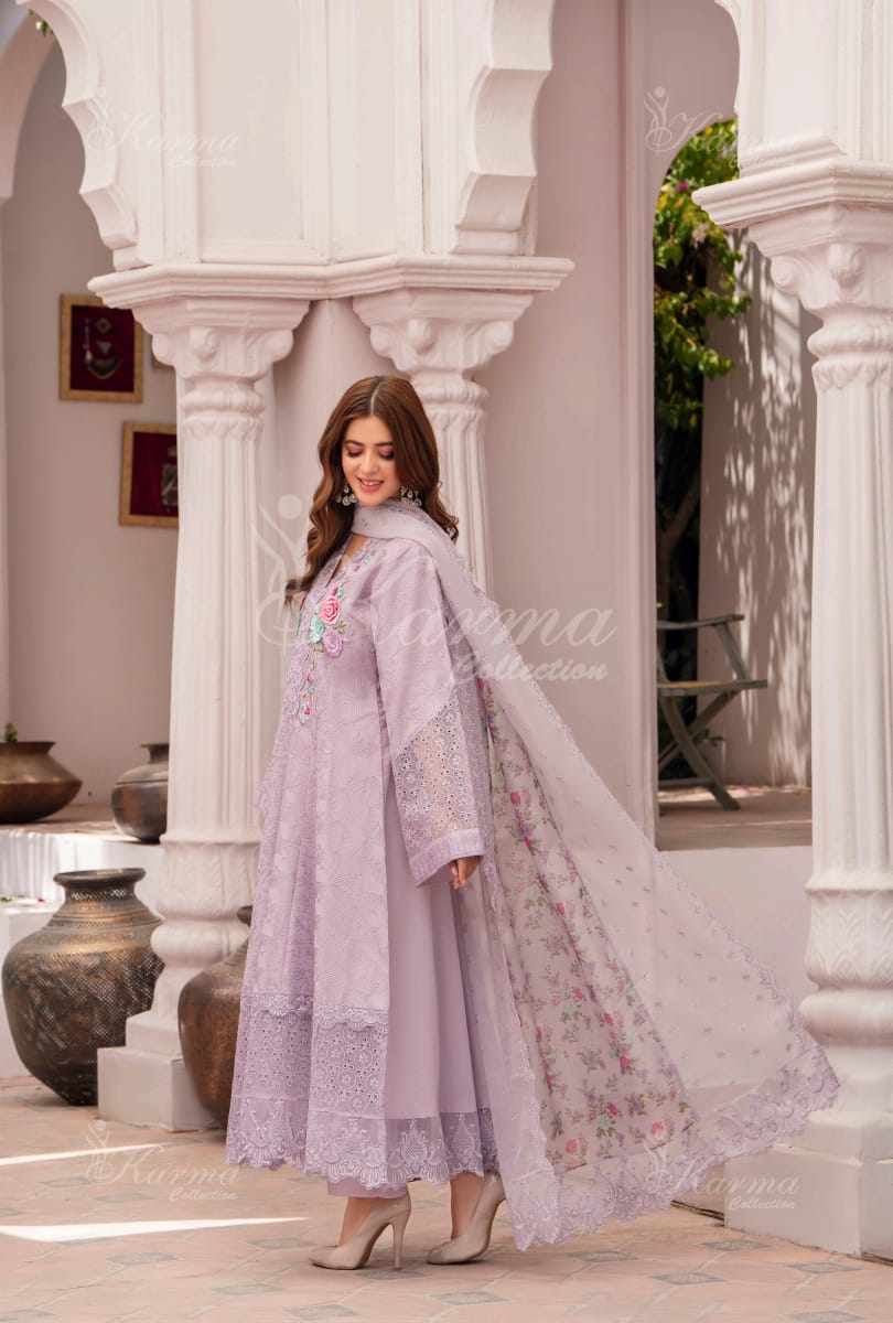 Karma 2024 Collection | 3 PC Stitched Suit | Purple