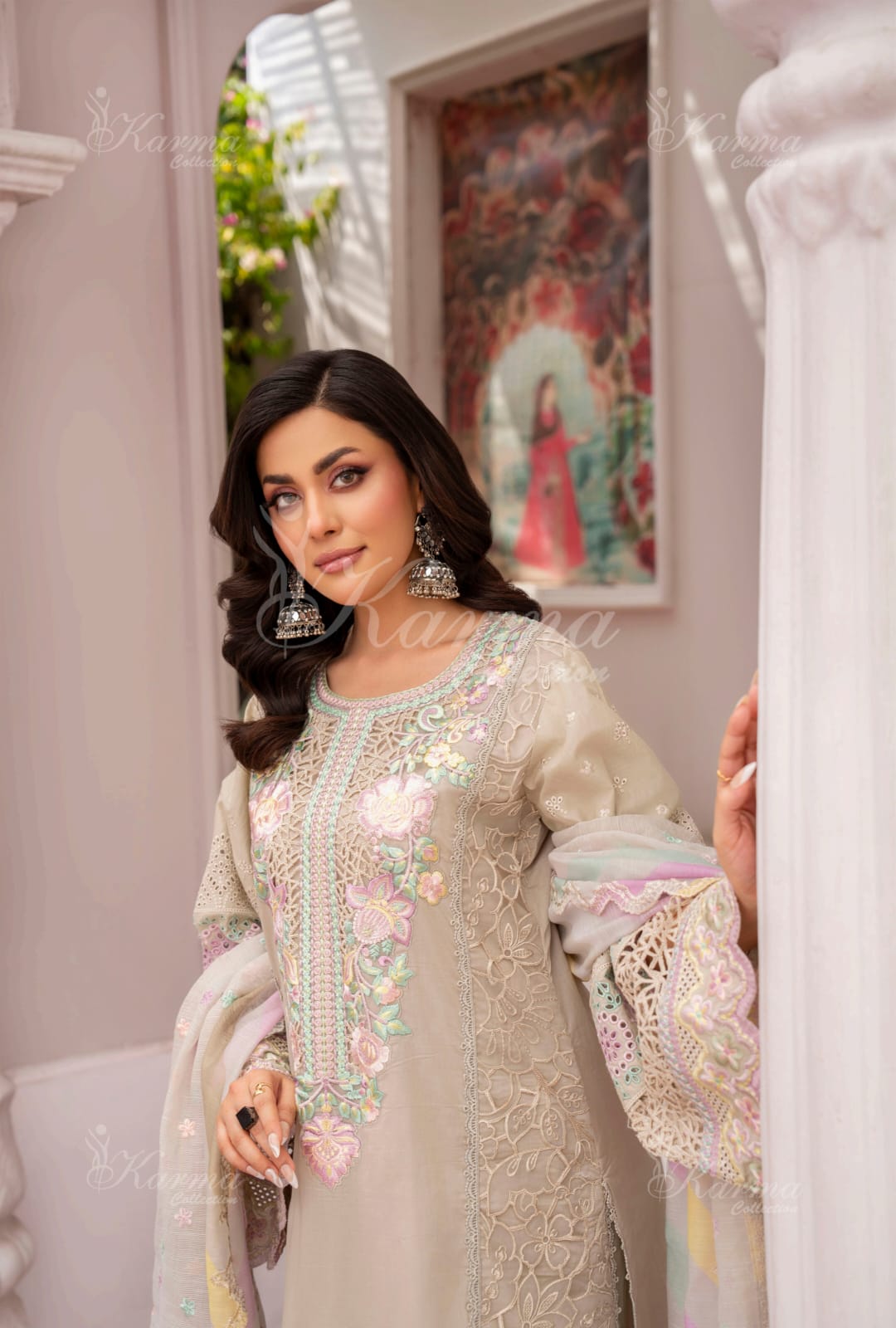 Karma 2024 Collection | 3 PC Stitched Suit | Light Gold