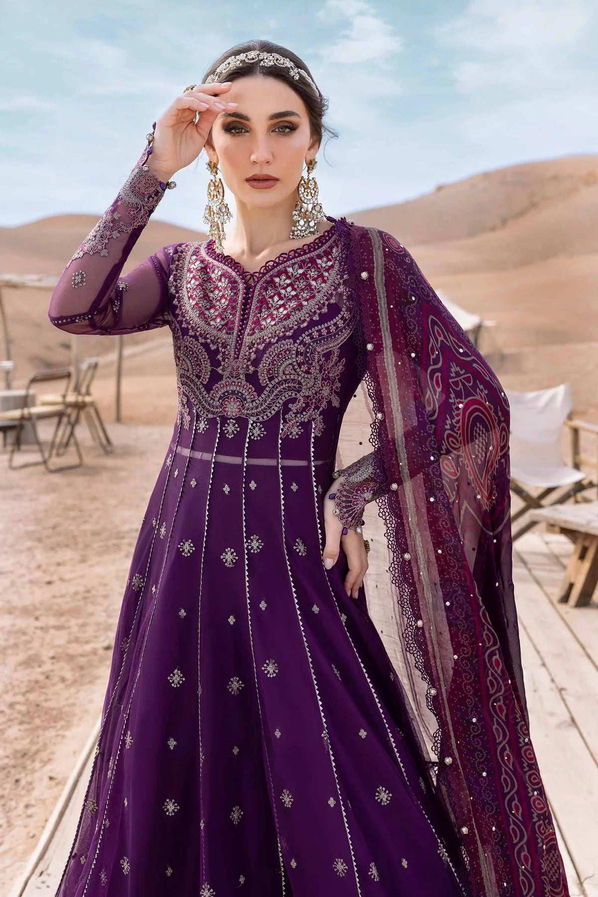 Maria b 3 Piece Unstitched Net Suit | D-2507-B