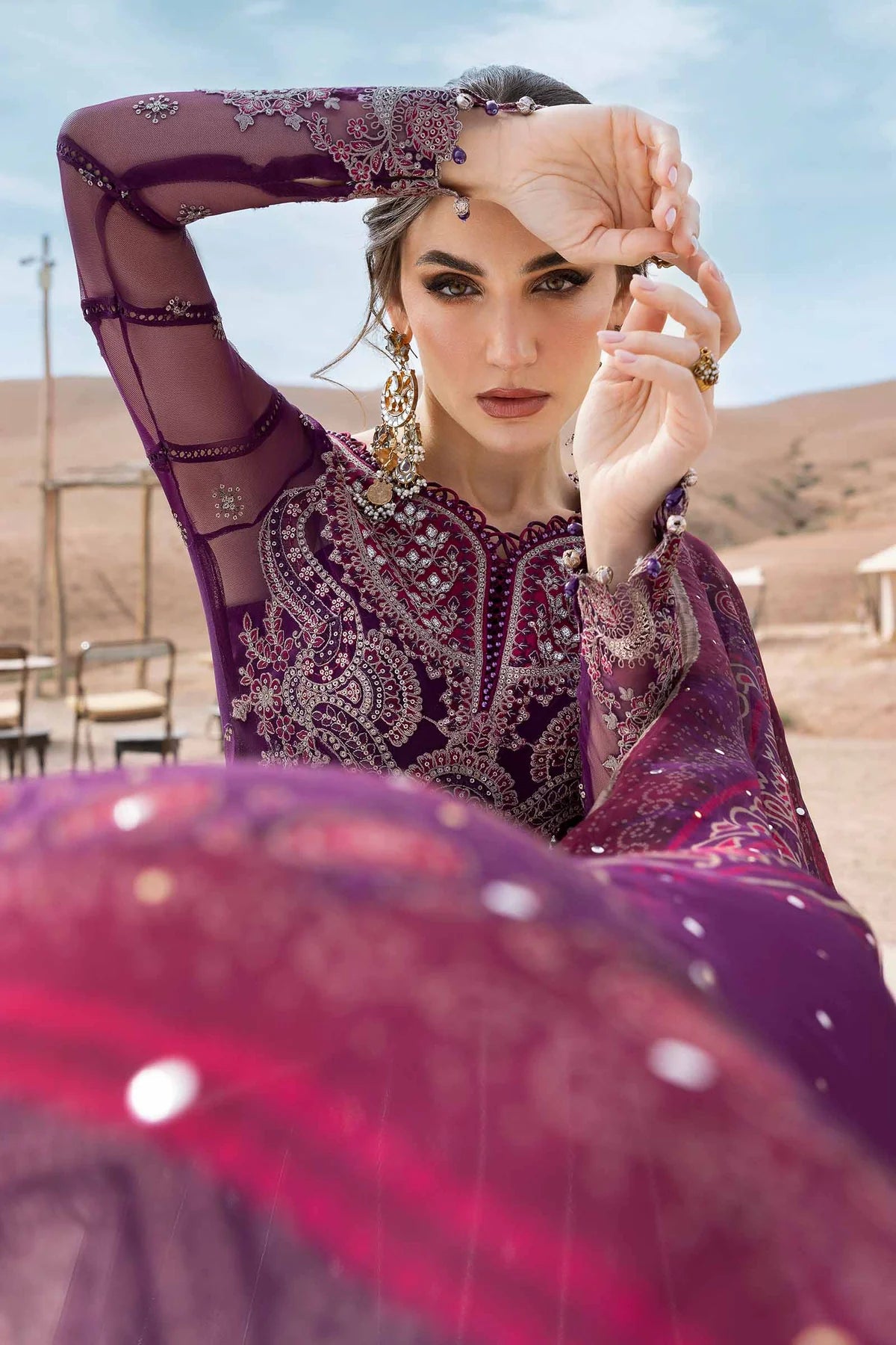 Maria b 3 Piece Unstitched Net Suit | D-2507-B