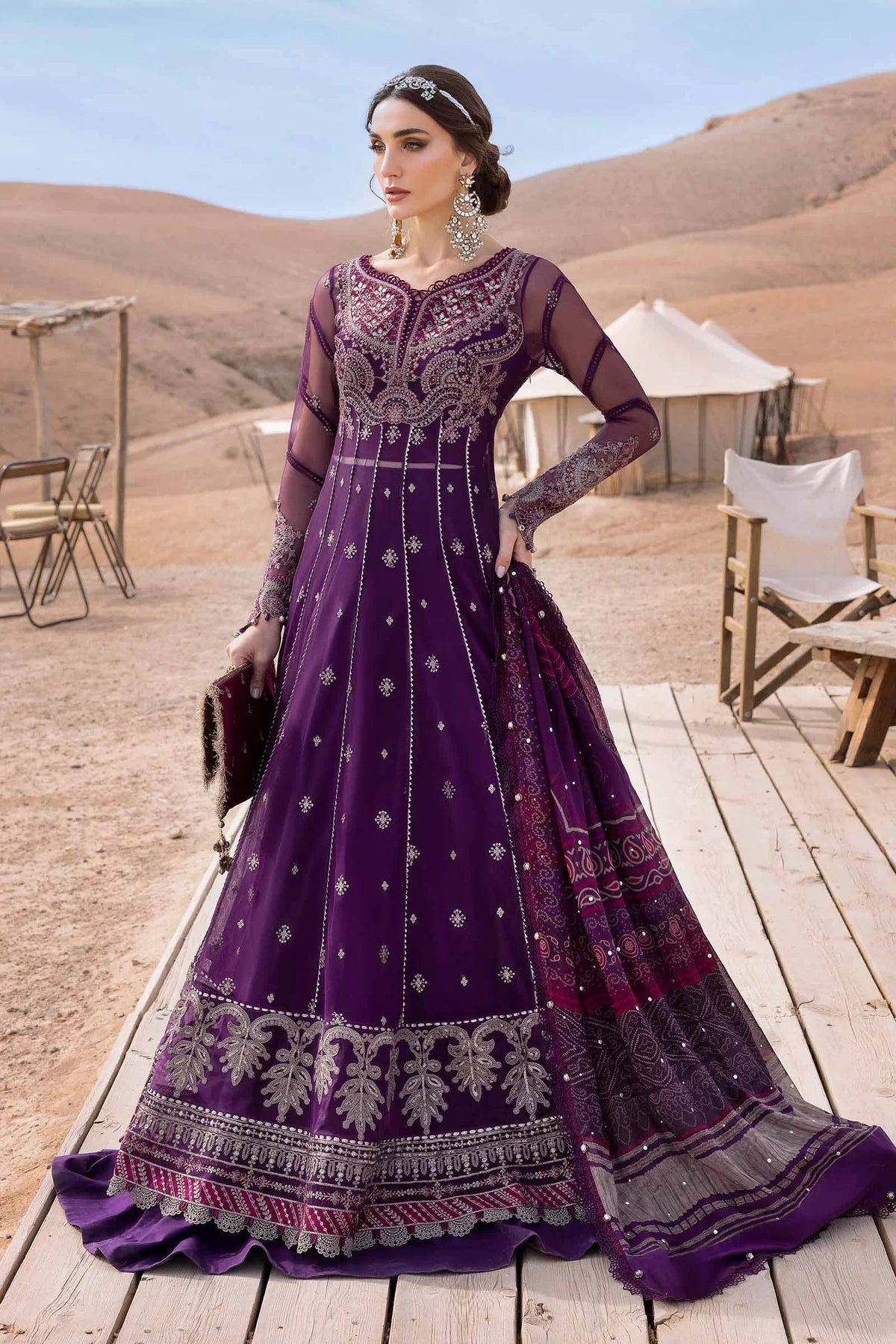 Maria b 3 Piece Unstitched Net Suit | D-2507-B