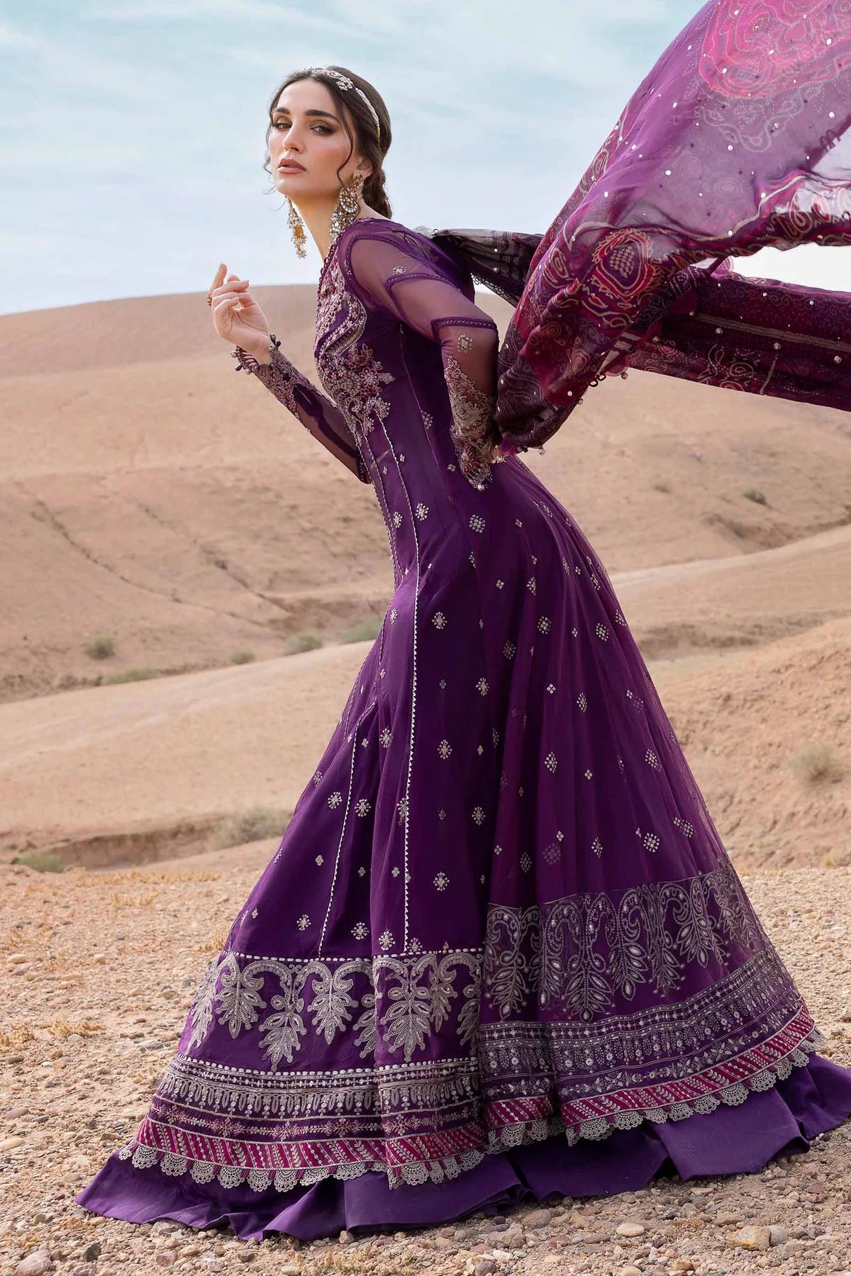 Maria b 3 Piece Unstitched Net Suit | D-2507-B