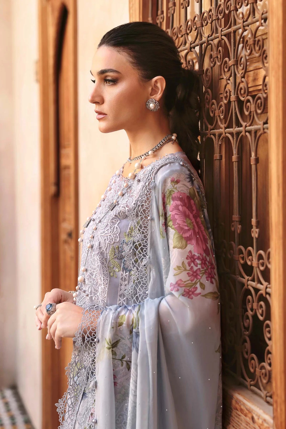3 Piece Unstitched Organza Suit | D-2509-B