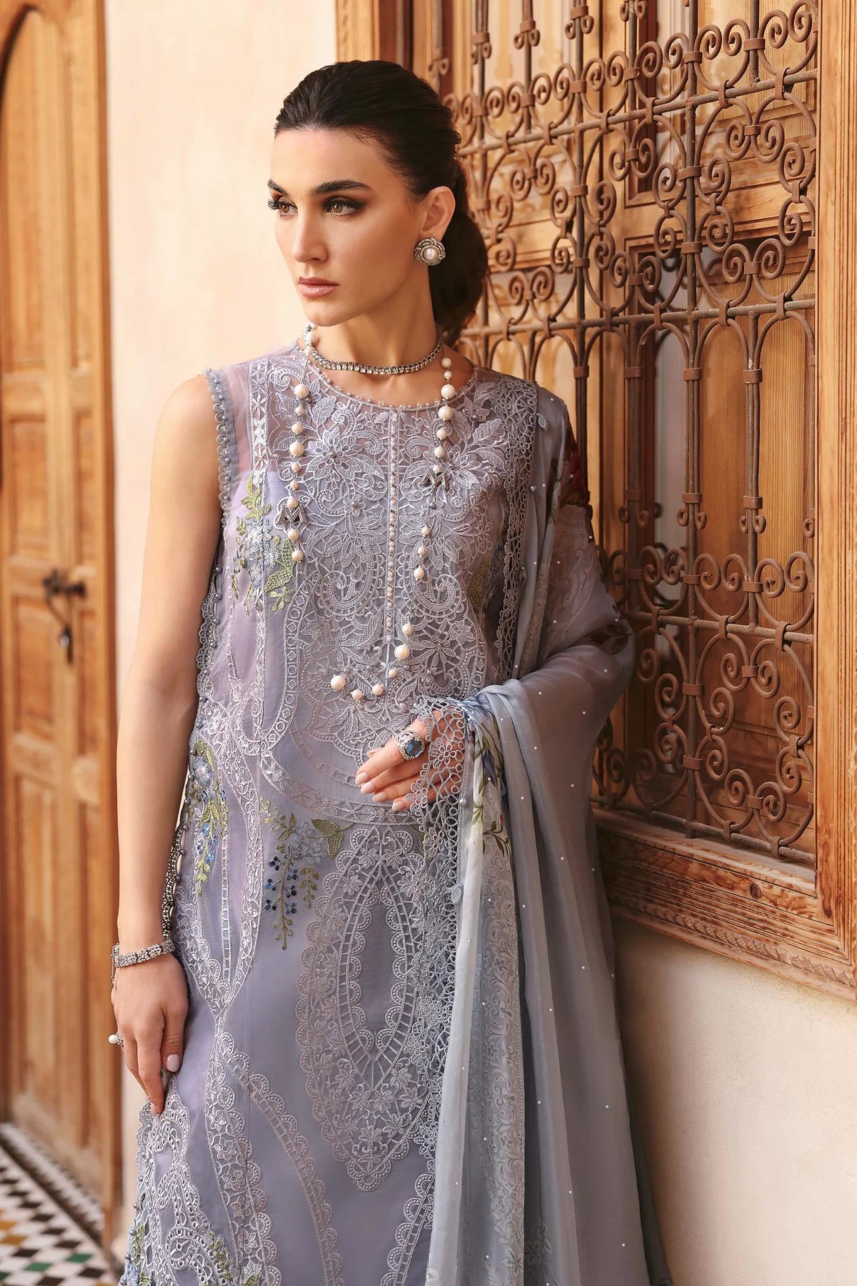 3 Piece Unstitched Organza Suit | D-2509-B