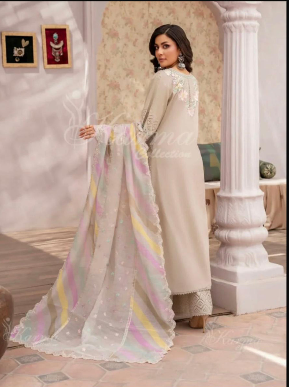 Karma 2024 Collection | 3 PC Stitched Suit | Light Gold