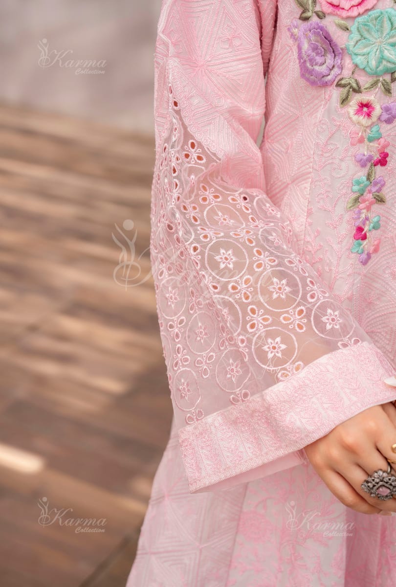 Karma 2024 Collection | 3 PC Stitched Suit | Rose Pink