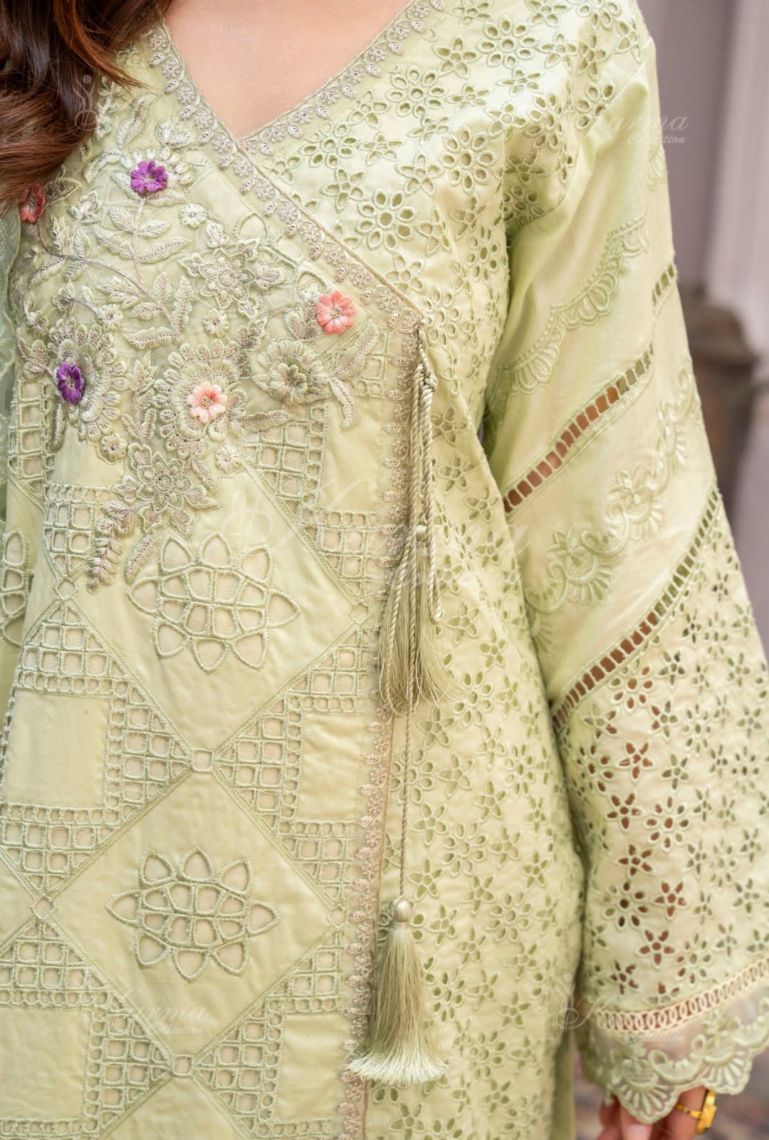 Karma 2024 Collection | 3 PC Stitched Suit | Lime Green