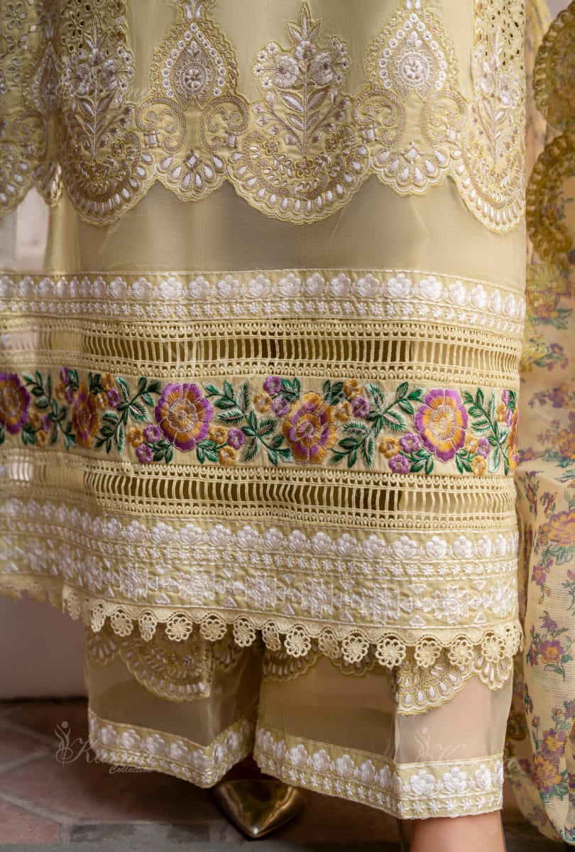 Karma 2024 Collection | 3 PC Stitched Suit | Yellow