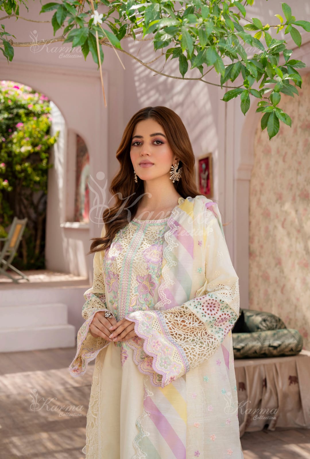 Karma 2024 Collection | 3 PC Stitched Suit | Pale Yellow