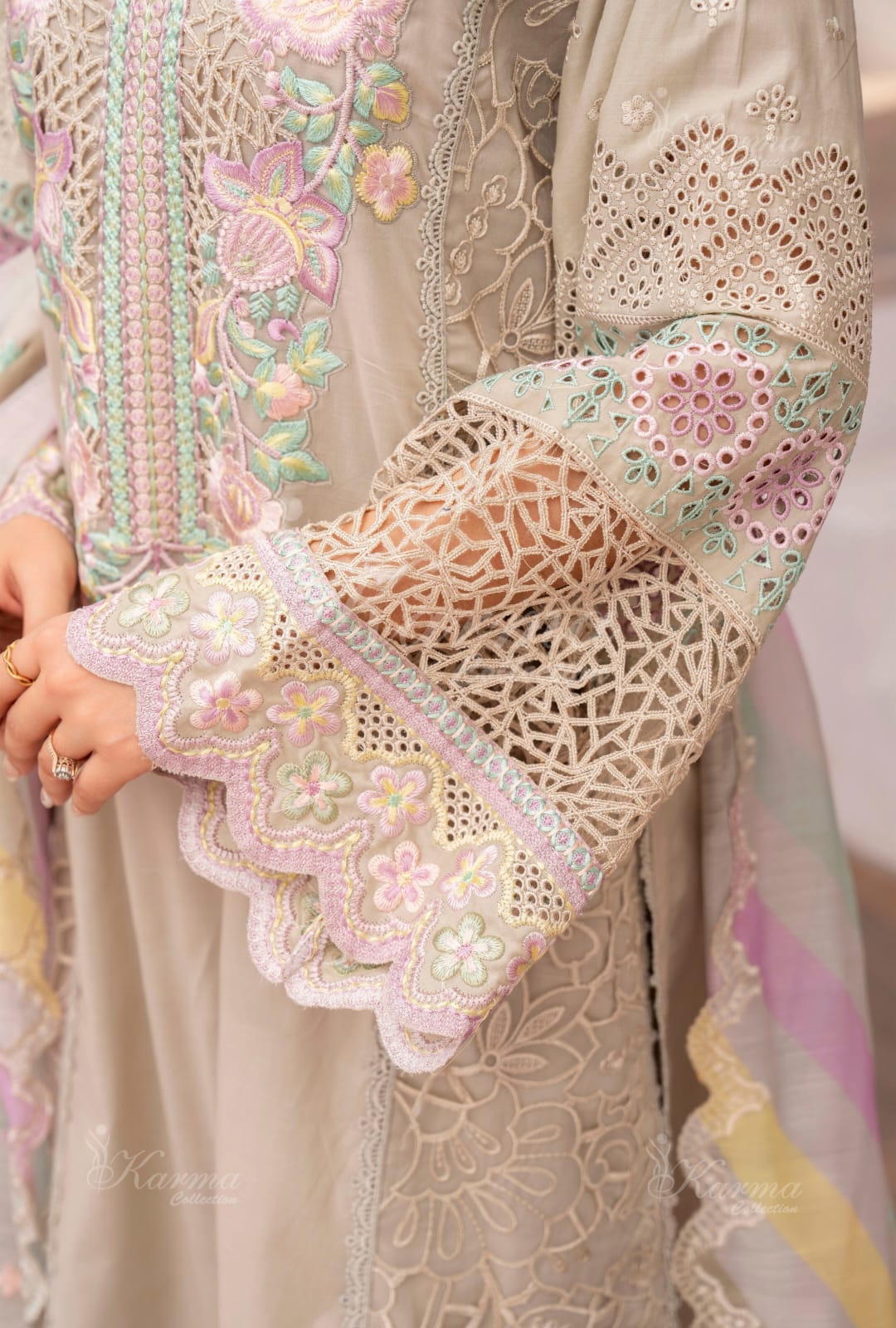 Karma 2024 Collection | 3 PC Stitched Suit | Light Gold