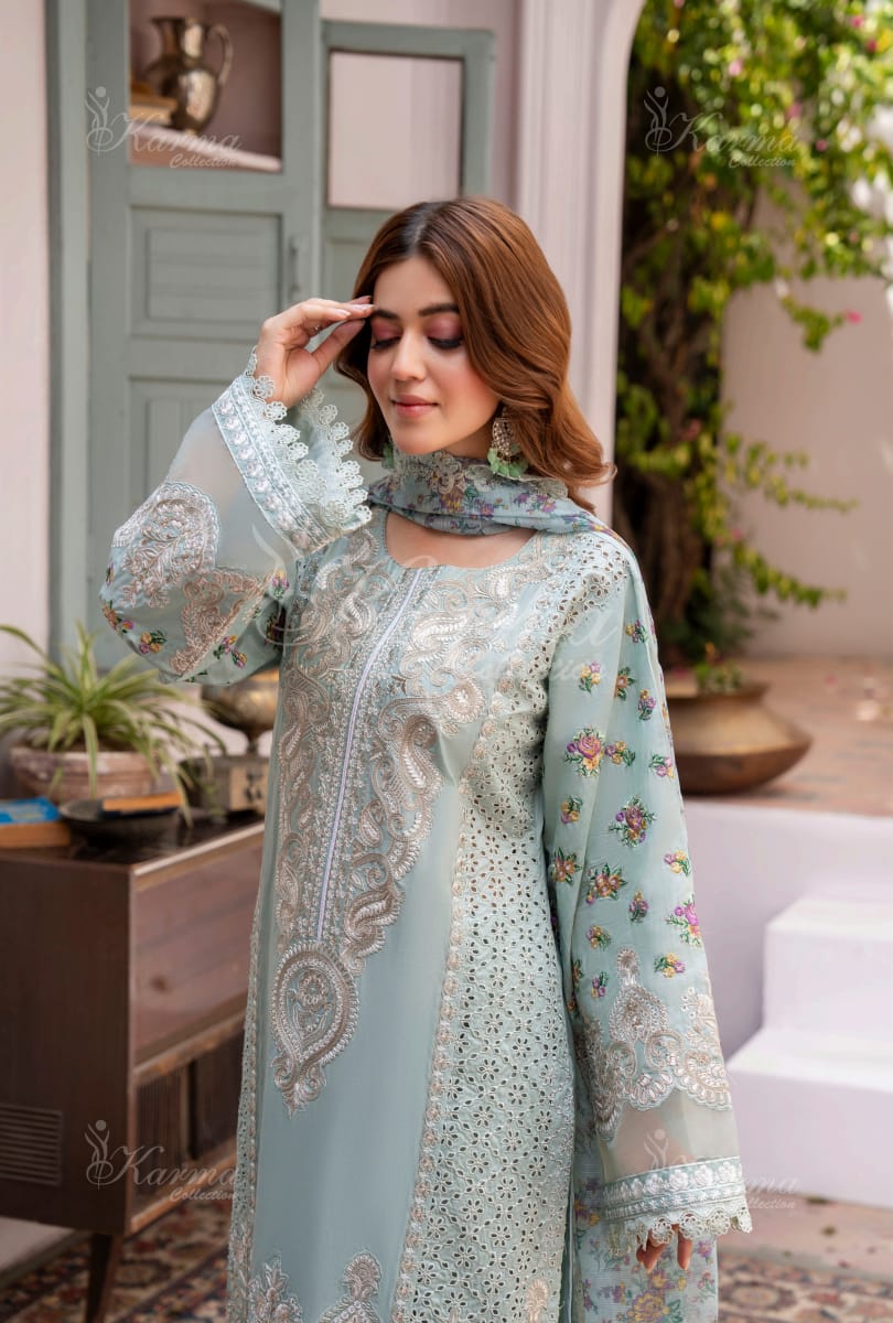 Karma 2024 Collection | 3 PC Stitched Suit | Blue