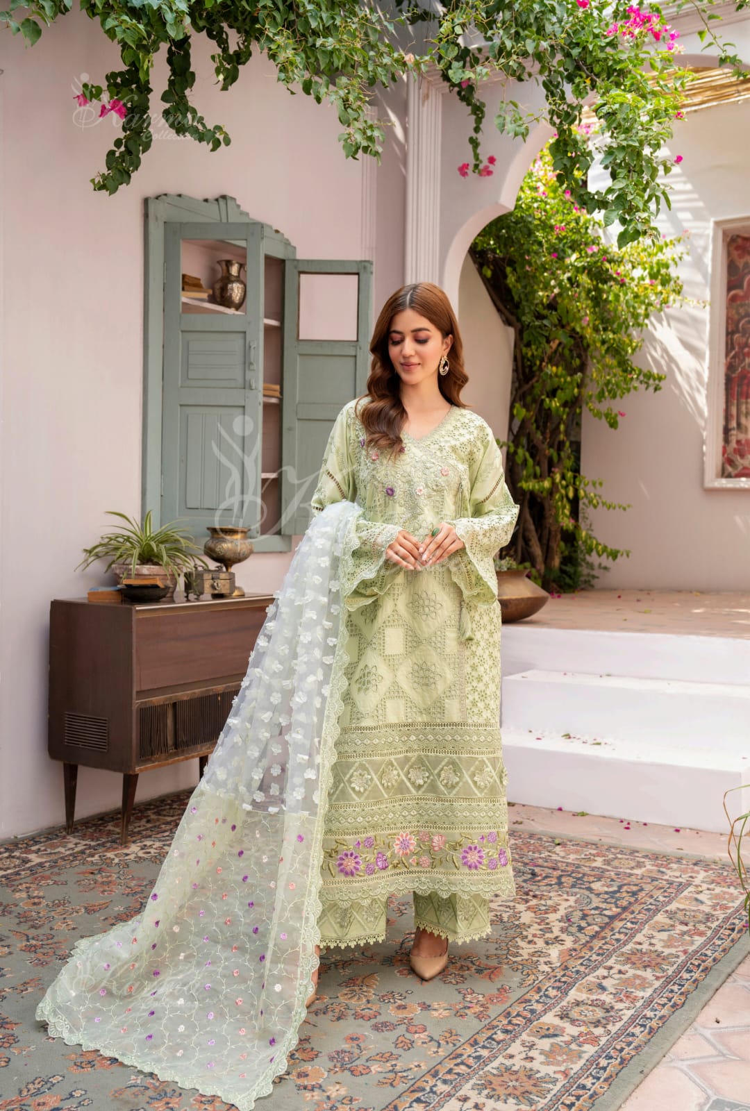 Karma 2024 Collection | 3 PC Stitched Suit | Lime Green
