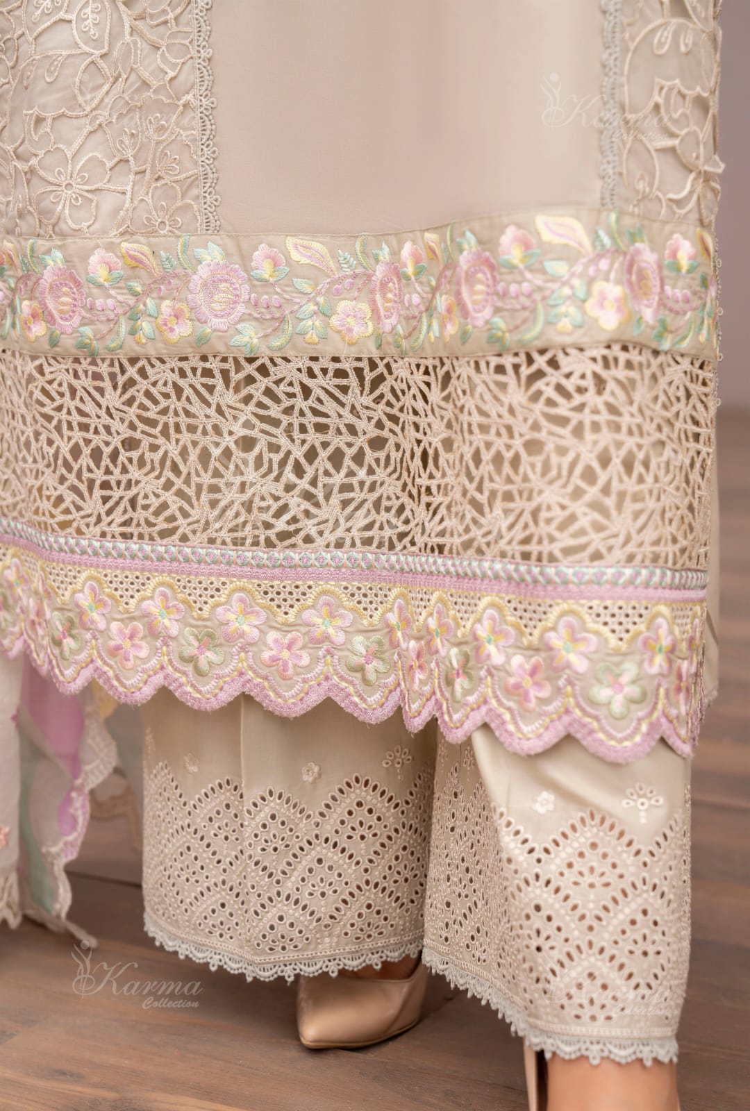Karma 2024 Collection | 3 PC Stitched Suit | Light Gold