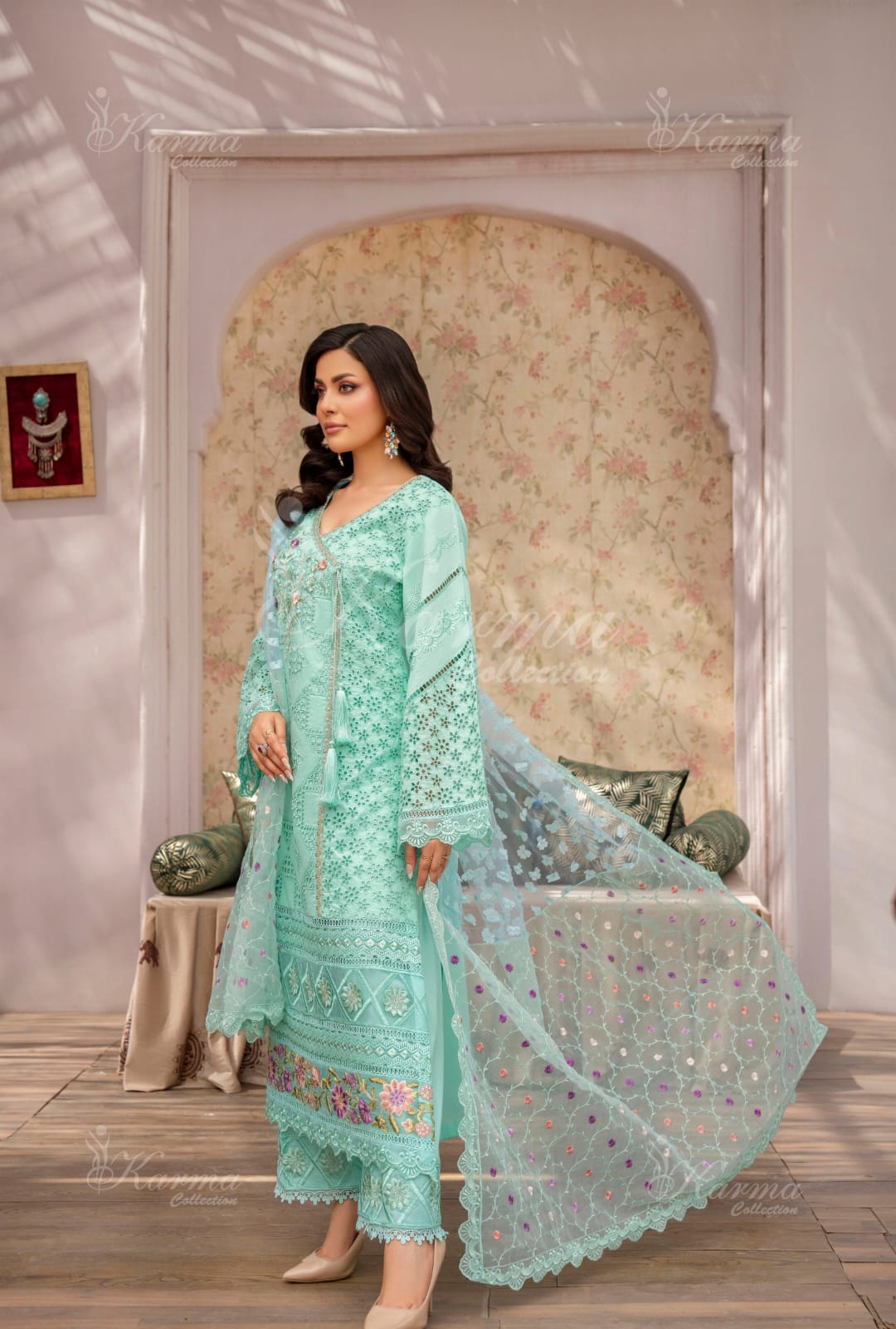 Karma 2024 Collection | 3 PC Stitched Suit | Light Blue