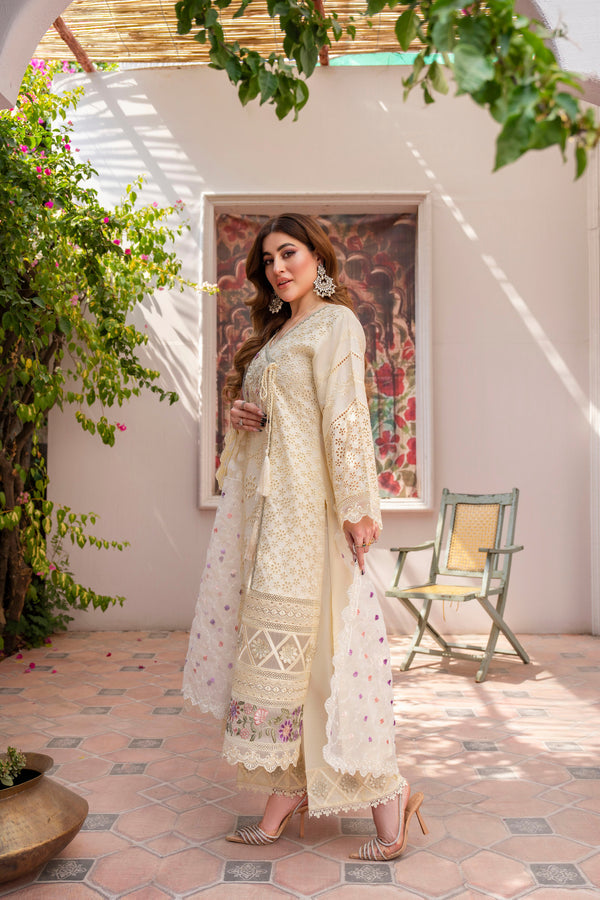 Karma 2024 Collection | 3 PC Stitched Suit | Cream