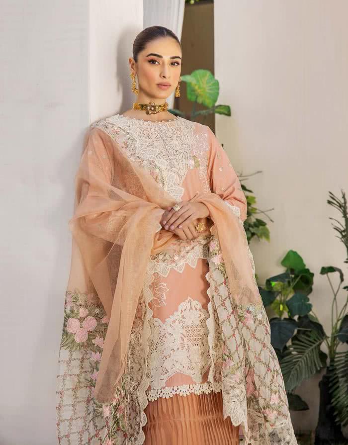Eshaisha Unstitched Lawn Coral Dream