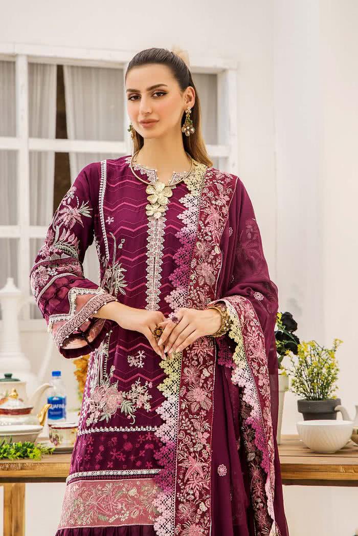 Eshaisha Unstitched Lawn Royal Maroon