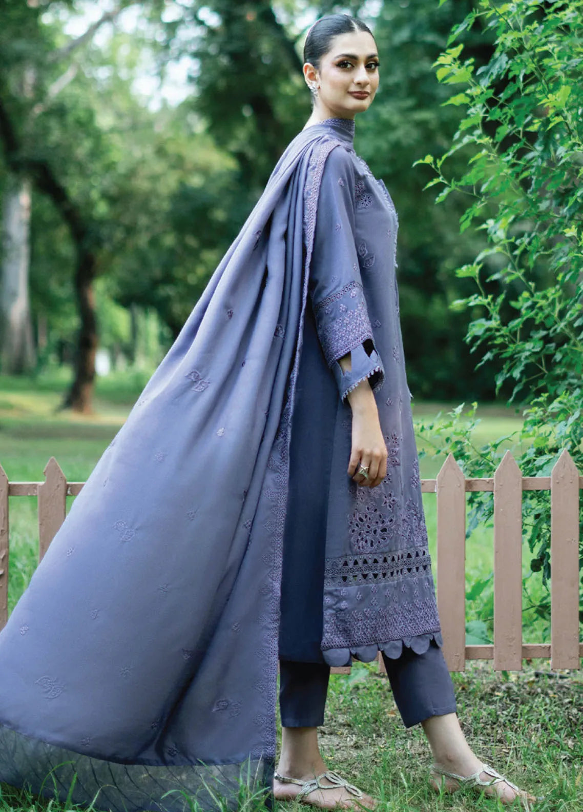 Zephyr By Humdum Embroidered Wool Unstitched Suit D-02 - Winter Collection