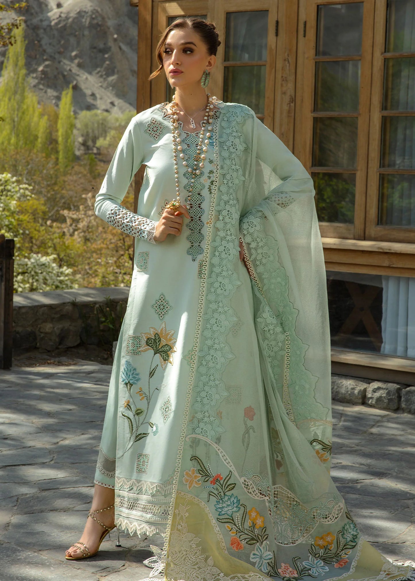 Crimson Luxury Lawn Into The Wild - Aqua