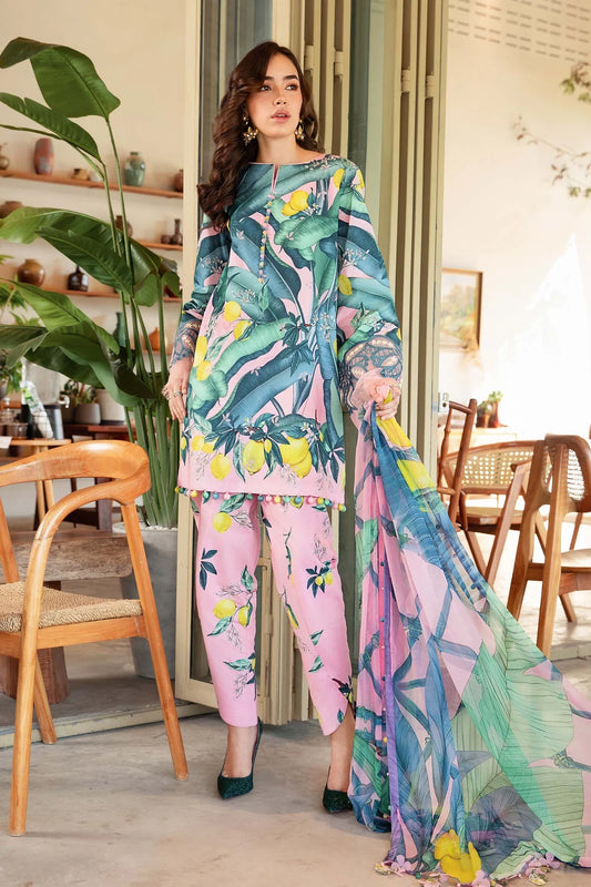 Maria B 3 Piece Unstitched Printed Lawn Suit | MPT-2503-B