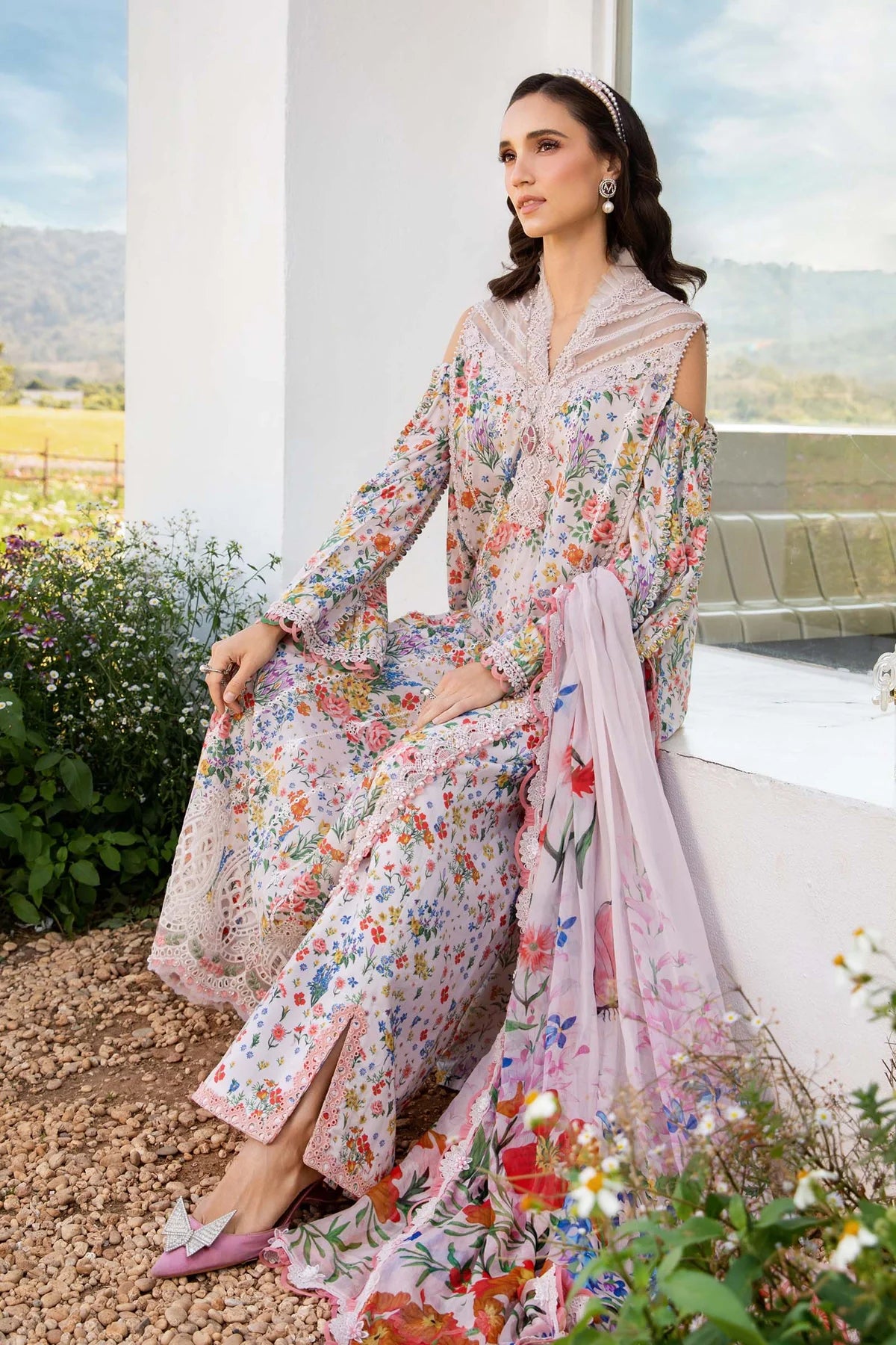 Maria B 3 Piece Unstitched Printed Lawn Suit | MPT-2507-A