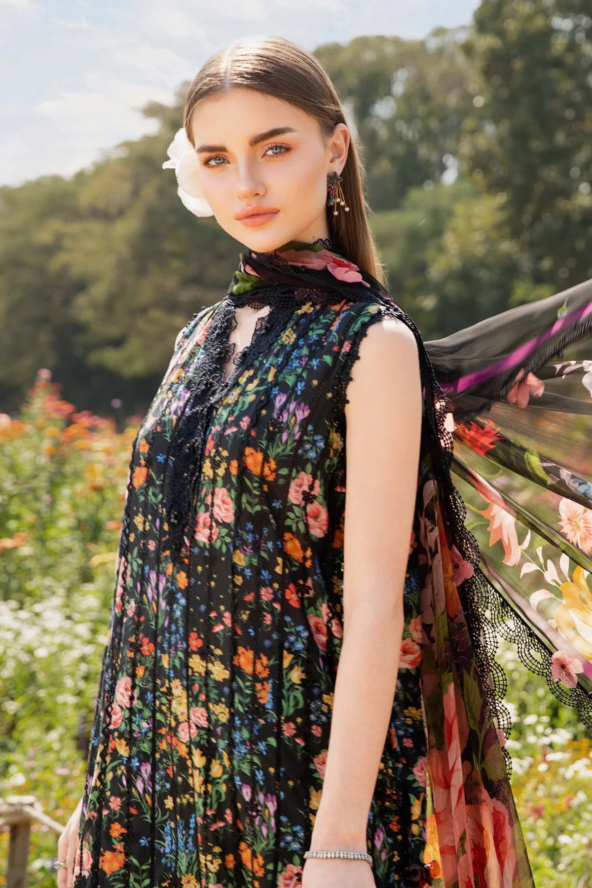 Maria B 3 Piece Unstitched Printed Lawn Suit | MPT-2507-B