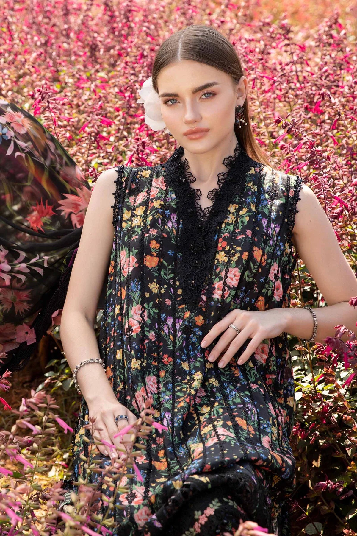Maria B 3 Piece Unstitched Printed Lawn Suit | MPT-2507-B
