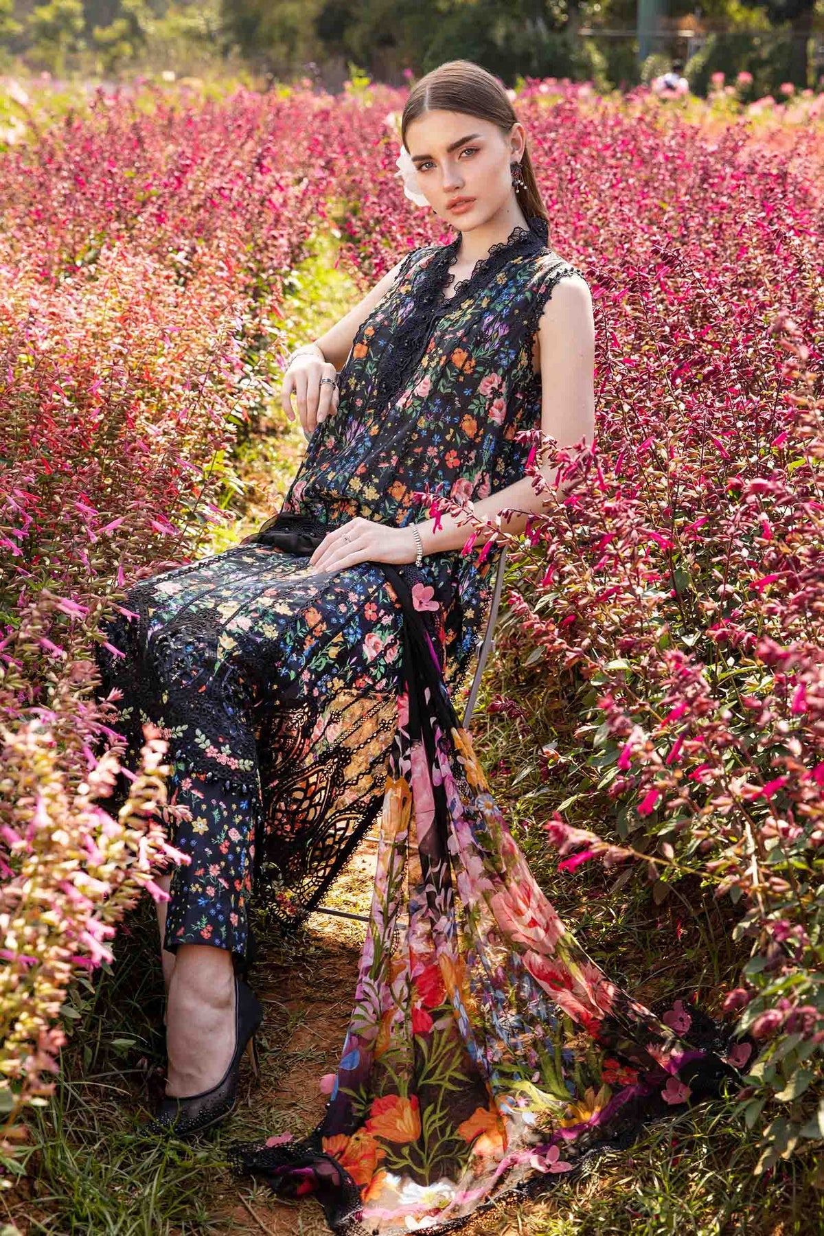 Maria B 3 Piece Unstitched Printed Lawn Suit | MPT-2507-B