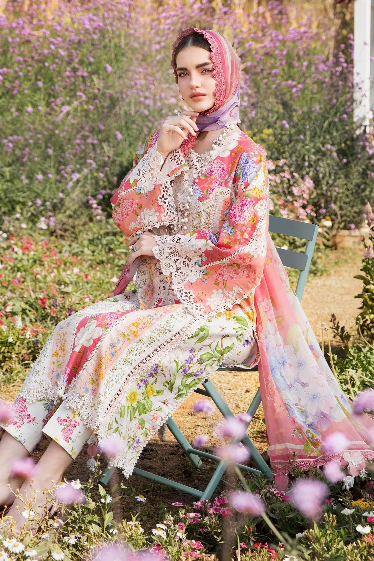 Maria B 3 Piece Unstitched Printed Lawn Suit | MPT-2509-B