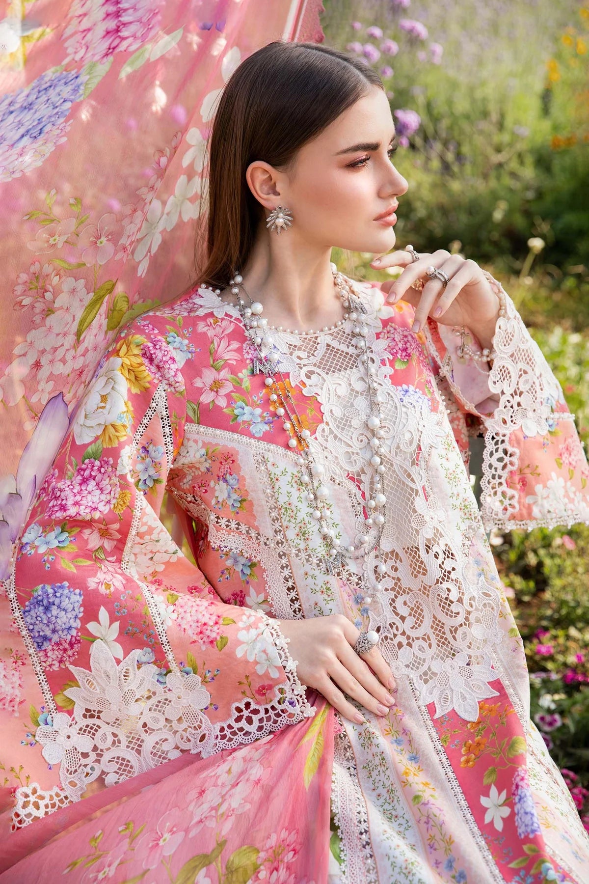 Maria B 3 Piece Unstitched Printed Lawn Suit | MPT-2509-B