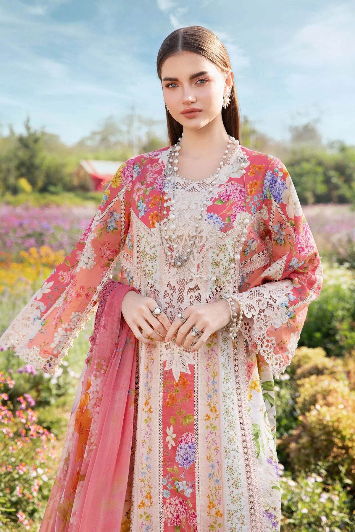 Maria B 3 Piece Unstitched Printed Lawn Suit | MPT-2509-B