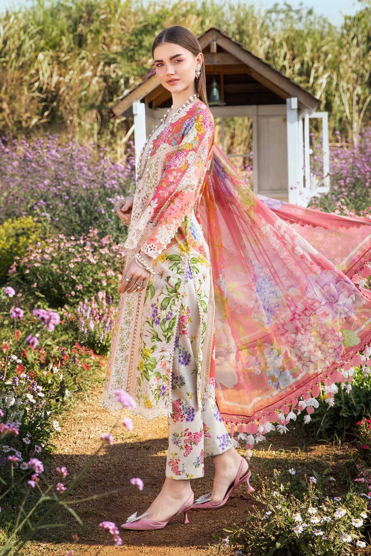 Maria B 3 Piece Unstitched Printed Lawn Suit | MPT-2509-B