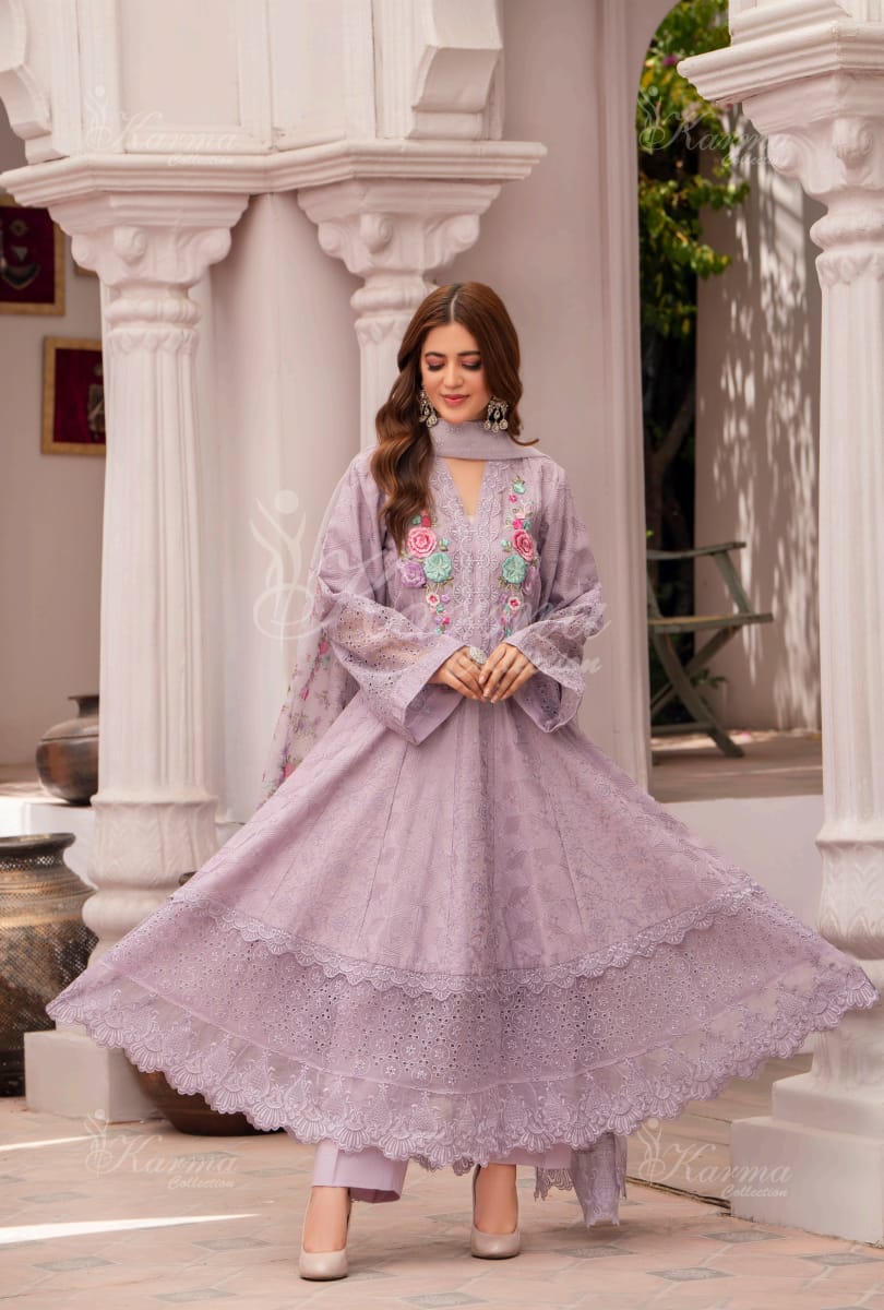Karma 2024 Collection | 3 PC Stitched Suit | Purple