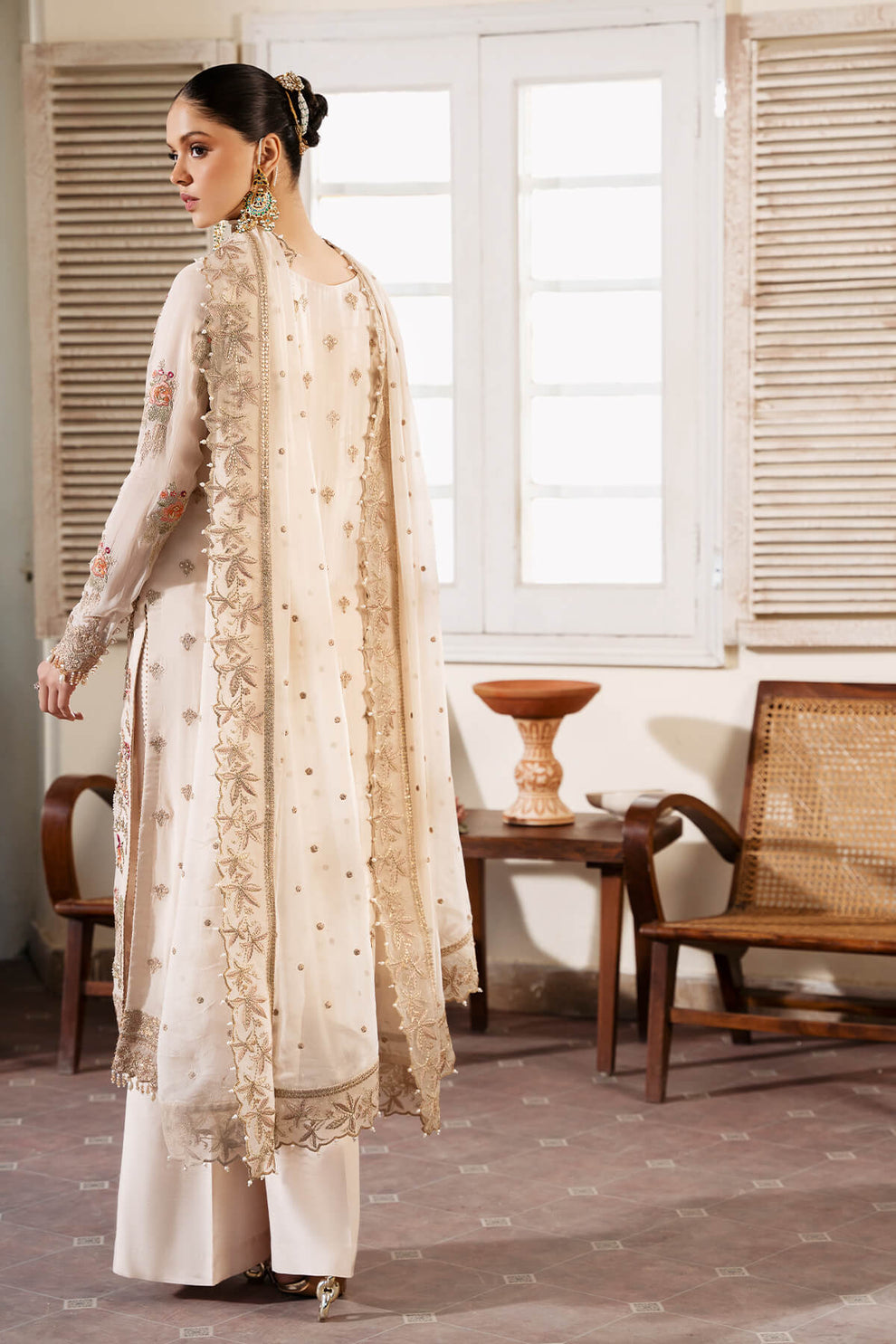 Muse by Serene Premium Luxury Chiffon Unstitched 3Pc Suit S-1081 Perle