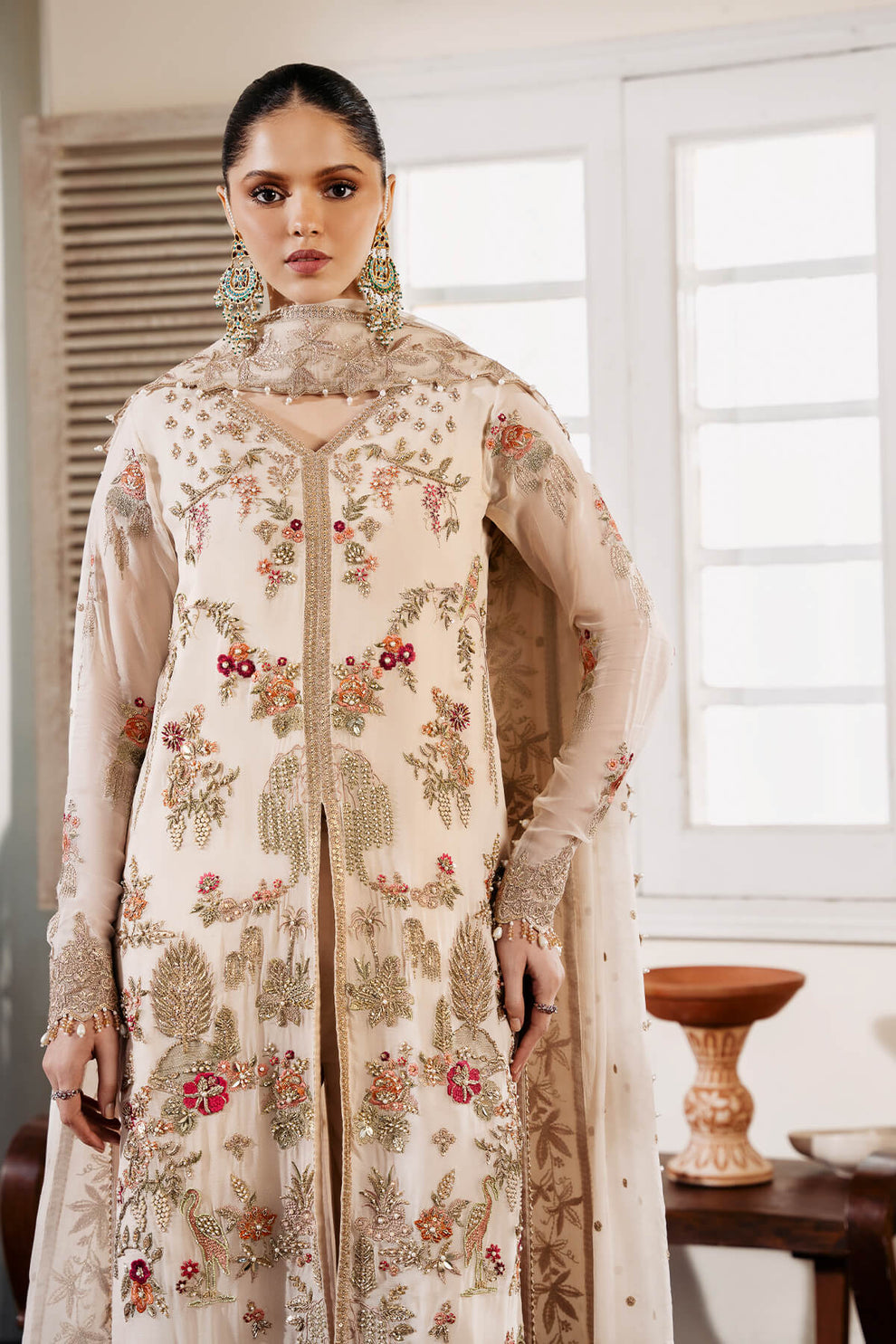 Muse by Serene Premium Luxury Chiffon Unstitched 3Pc Suit S-1081 Perle