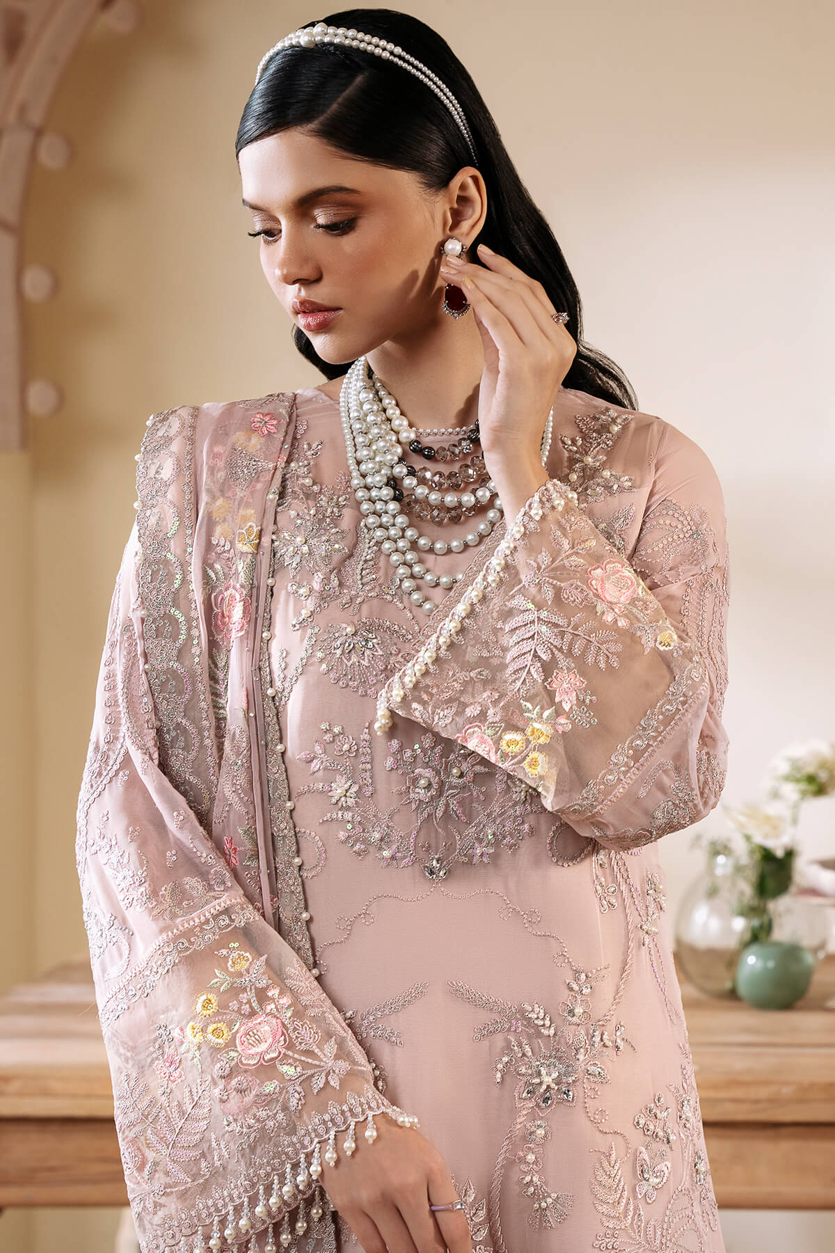 Muse by Serene Premium Luxury Chiffon Unstitched 3Pc Suit S-1084 Cristal