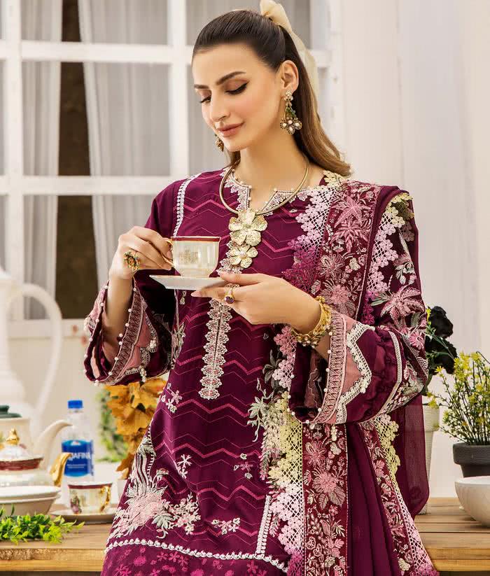 Eshaisha Unstitched Lawn Royal Maroon
